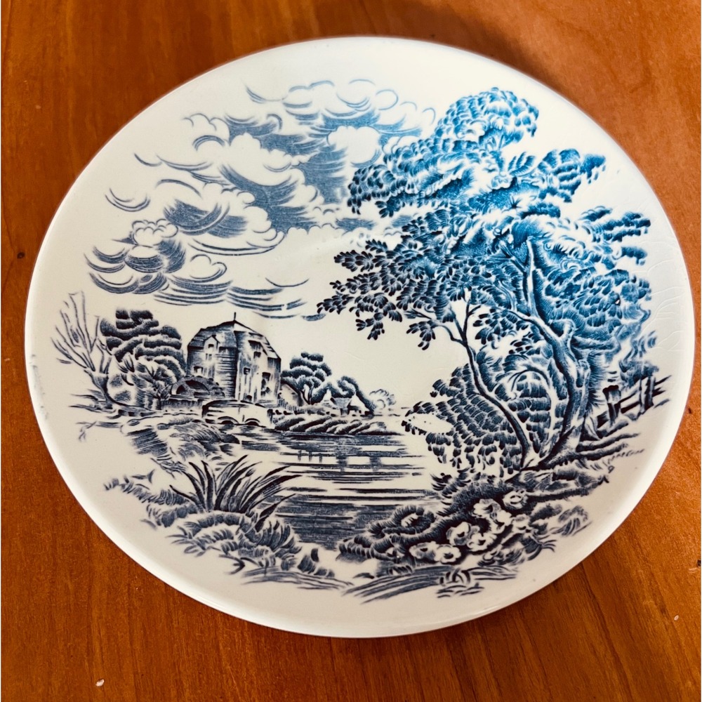 Enoch Wedgwood Tunstall Ltd Countryside Blue White Transferware Saucer England